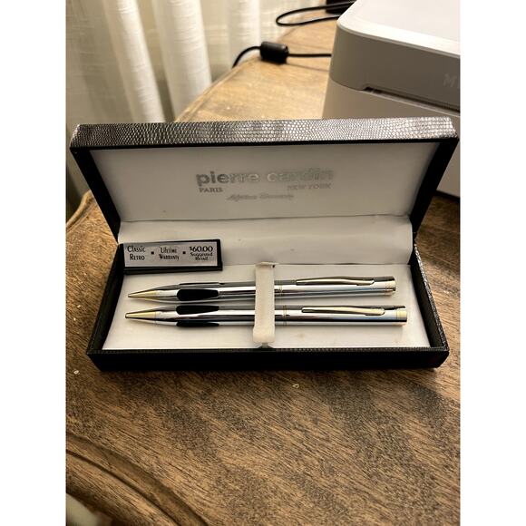 Vintage Pierre Cardin Pen/Pencil Set Classic‎ Retro Chrome Gold - Picture 1 of 8